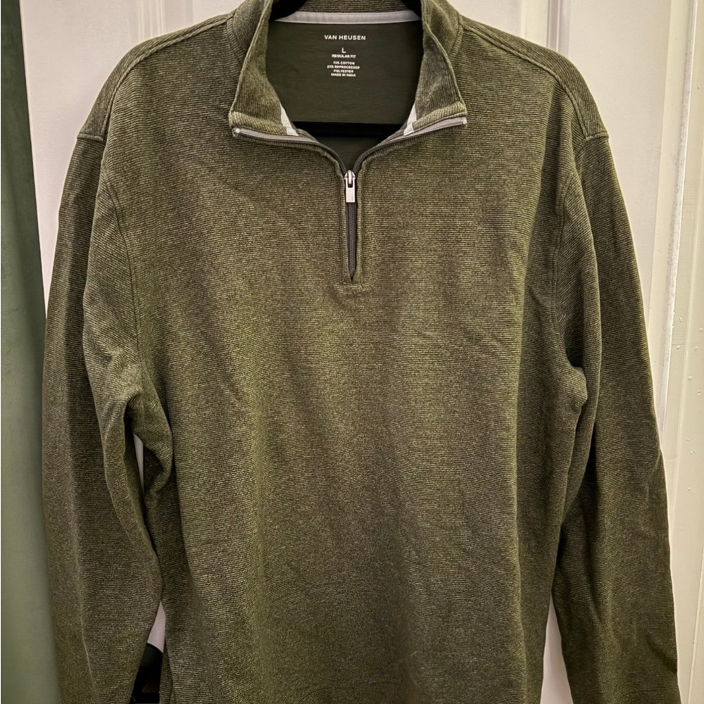 Van Heusen Men's Olive Zip-Up Sweater